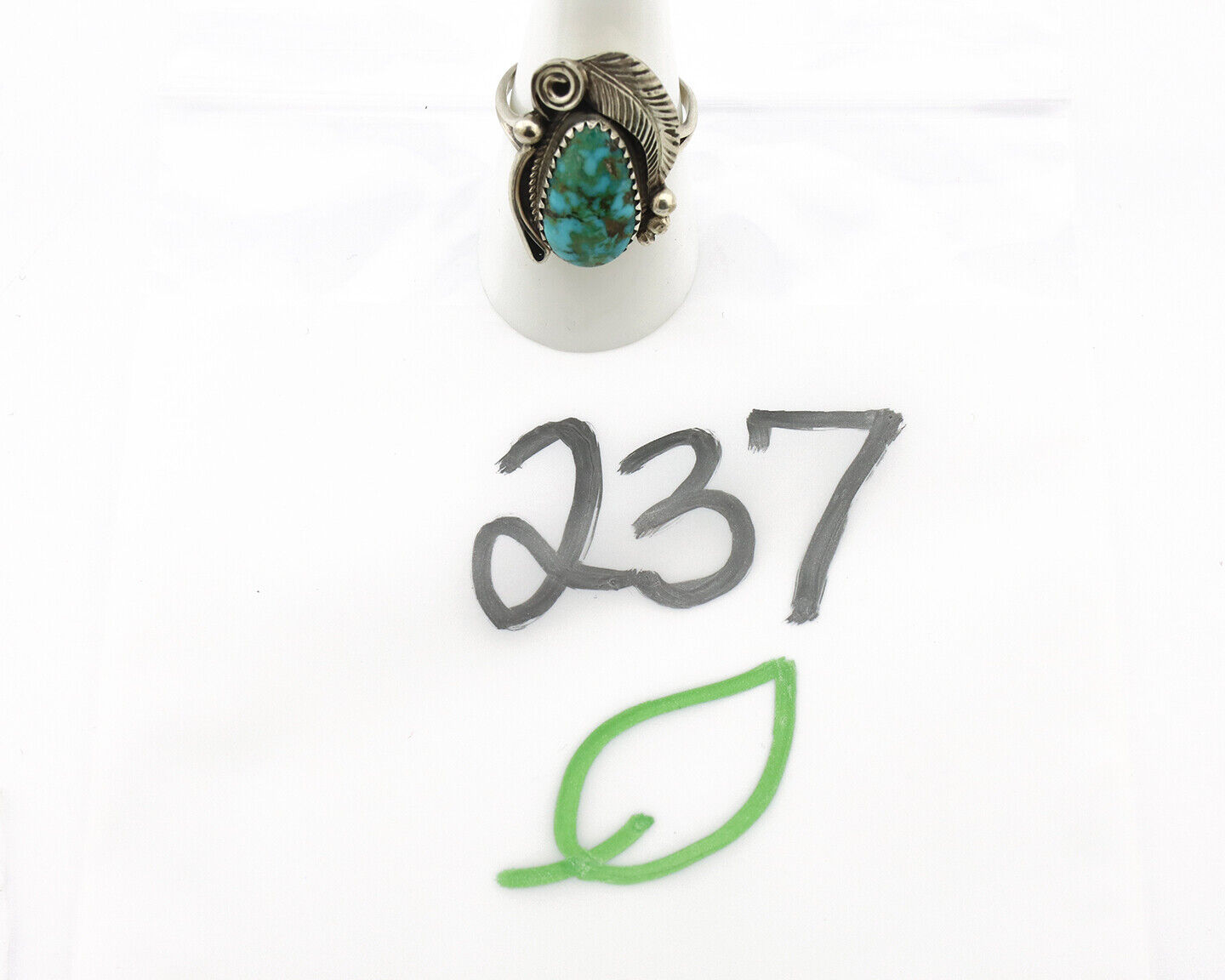 Navajo Ring 925 Silver Turquoise Mtn Turquoise Artist Signed Morris C.80's