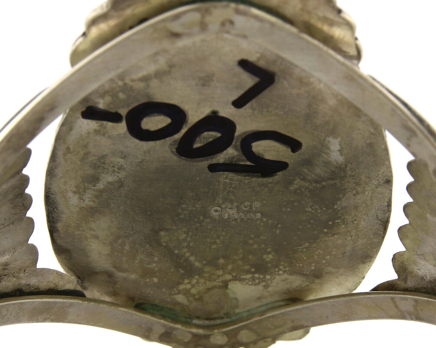 Navajo Bracelet .925 Silver Artist Carol Felley Natural Malachite C.80's