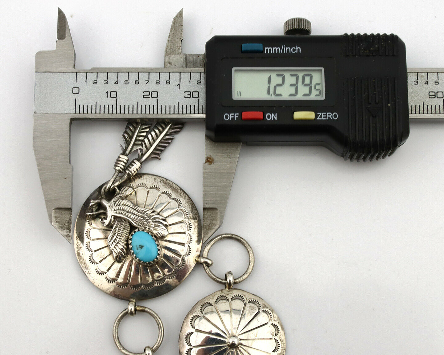 Navajo Necklace .925 Silver Sleeping Beauty Turquoise Signed A Payton C.80's