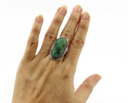 Navajo Ring .925 Silver Kingman Turquoise Artist Signed M Begay C.1980's