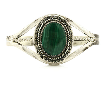 Women's Navajo Bracelet .925 Silver Natural Malachite Cuff Native American C80's