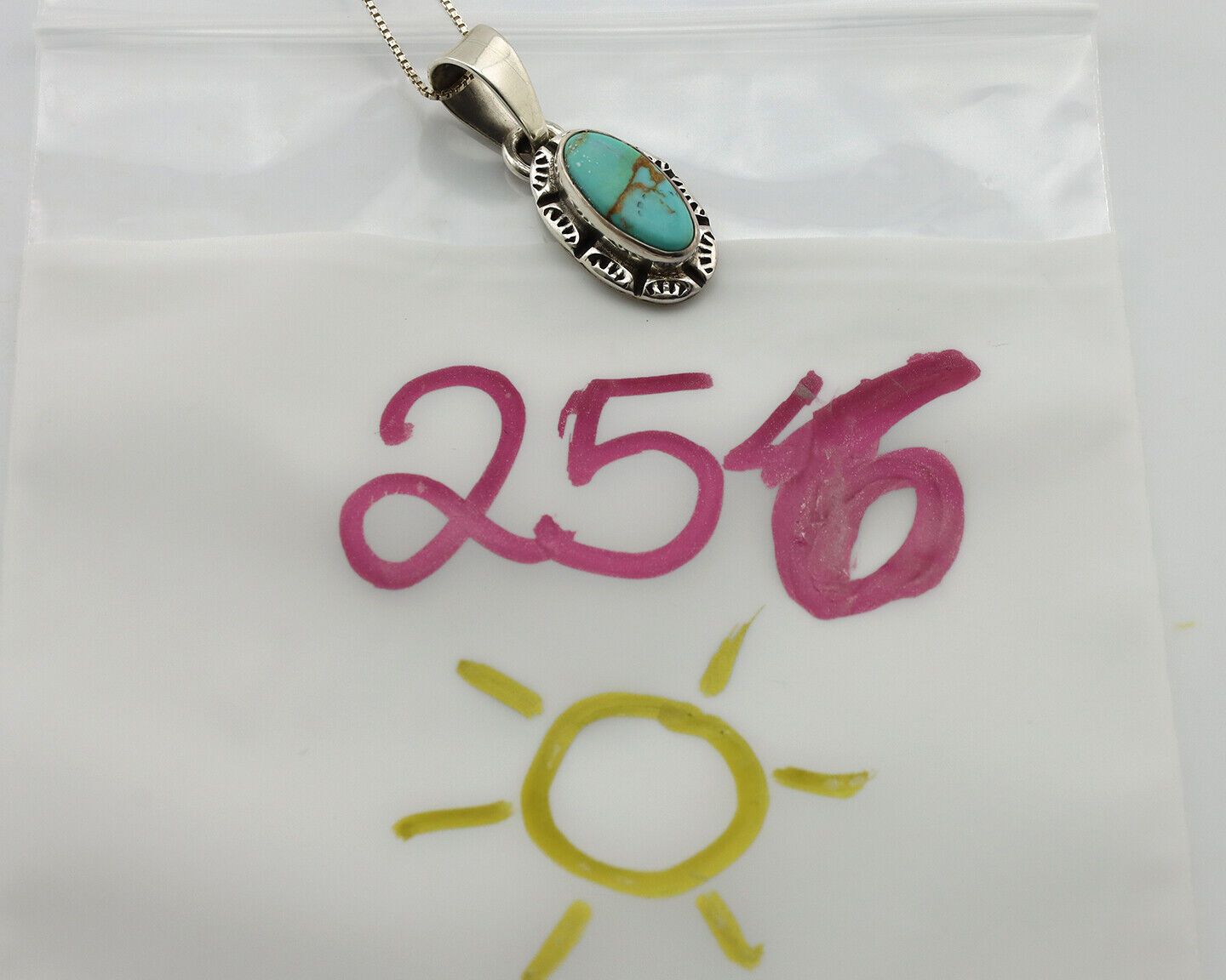 Navajo Necklace 925 Silver Kingman Turquoise Artist Signed Gecko C.80's