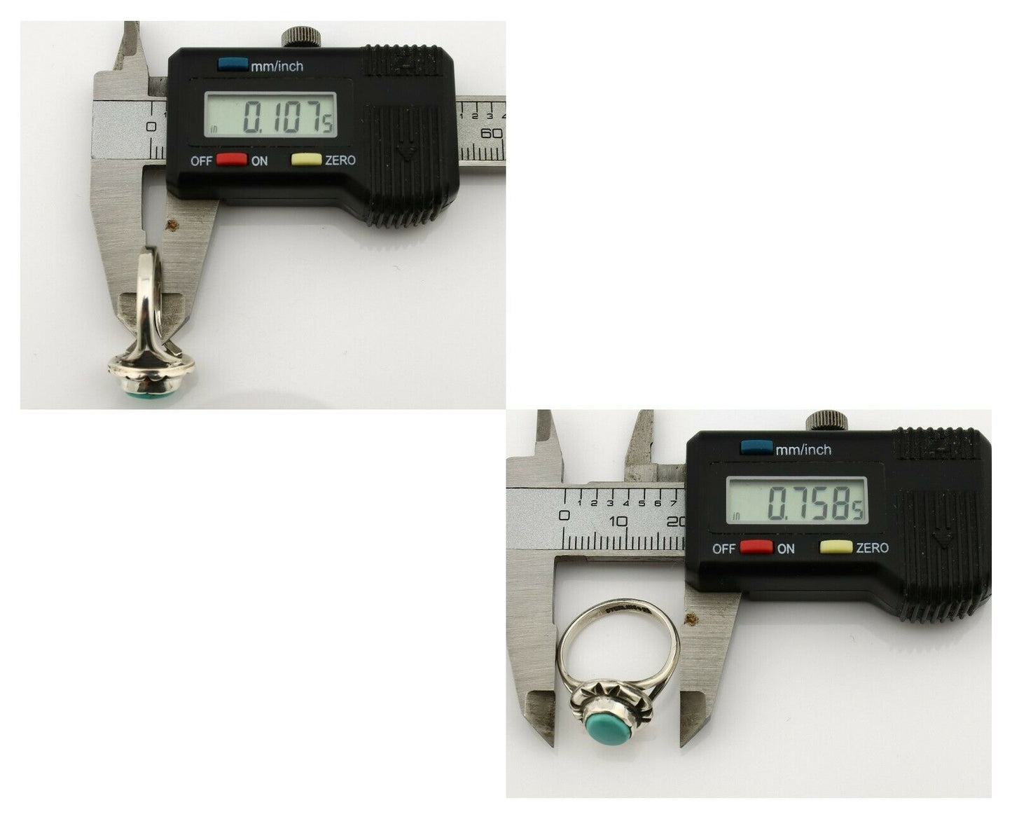 Navajo Ring .925 Silver Kingman Turquoise Artist Signed Gecko C.90's