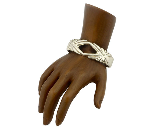 Navajo Sand Cast Bracelet .925 Silver Native American Artist Circa 1980's