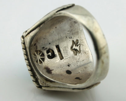Navajo Ring .925 Silver Blue Green Turquoise Signed C Montoya C.80's