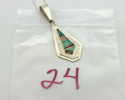 Navajo Necklace .925 Silver Spiderweb Turquoise Signed FIJ C.80's