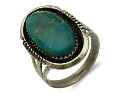 Navajo Ring .925 Silver Kingman Turquoise Native American Artist C.1980's