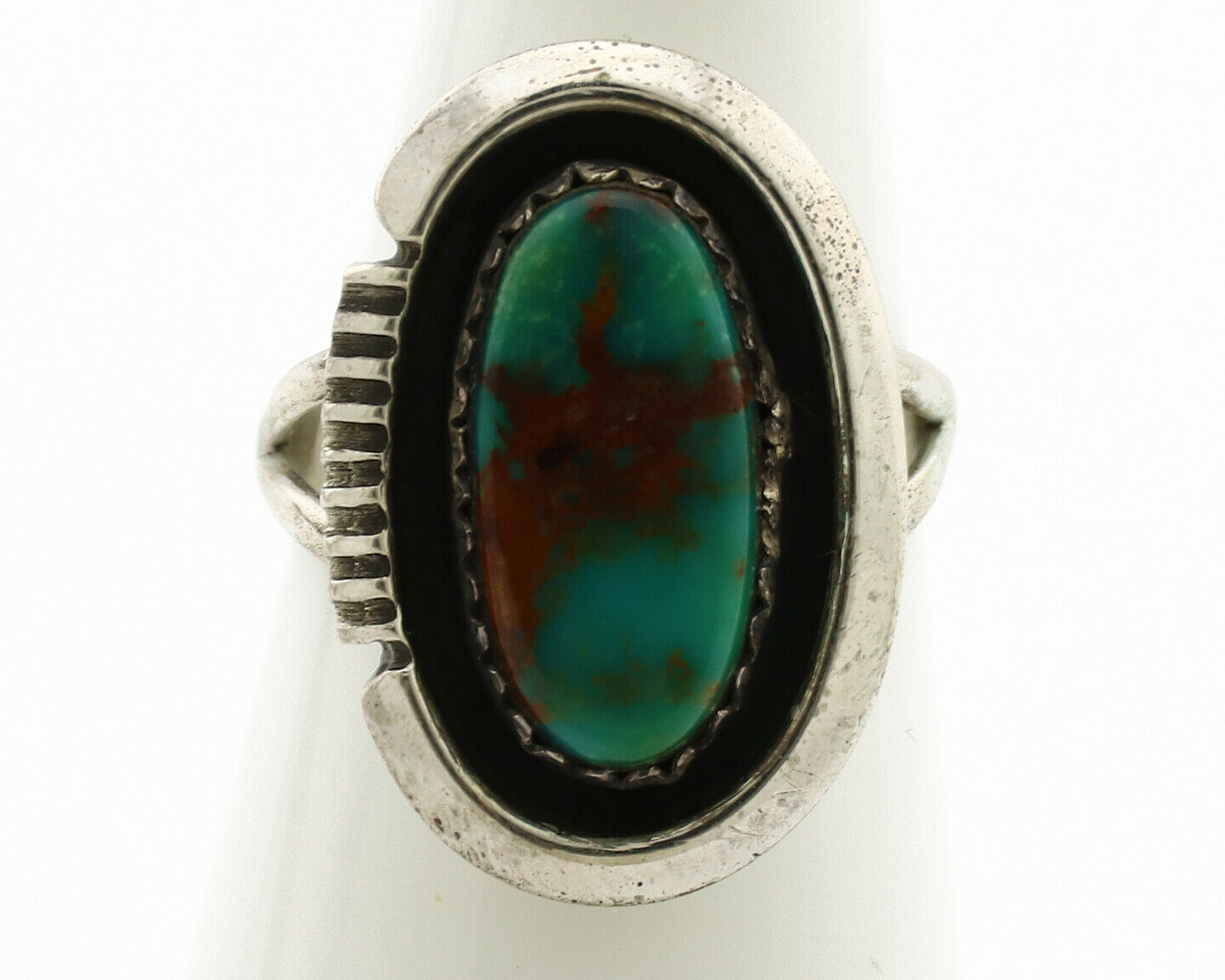 Navajo Ring .925 Silver Nevada Turquoise Native American Artist C.1980's