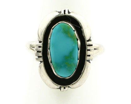Navajo Ring .925 Silver Kingman Turquoise Handmade Native American Artist C80s
