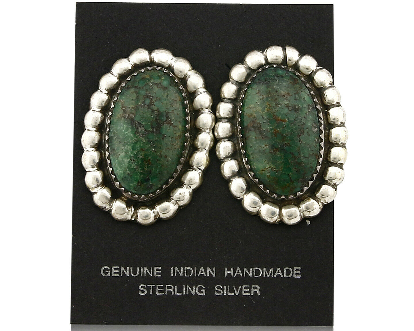 Women's Navajo Earrings .925 Silver Crescent Valley Turquoise Handmade Indian
