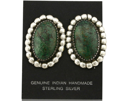 Women's Navajo Earrings .925 Silver Crescent Valley Turquoise Handmade Indian