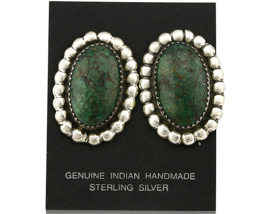 Women's Navajo Earrings .925 Silver Crescent Valley Turquoise Handmade Indian