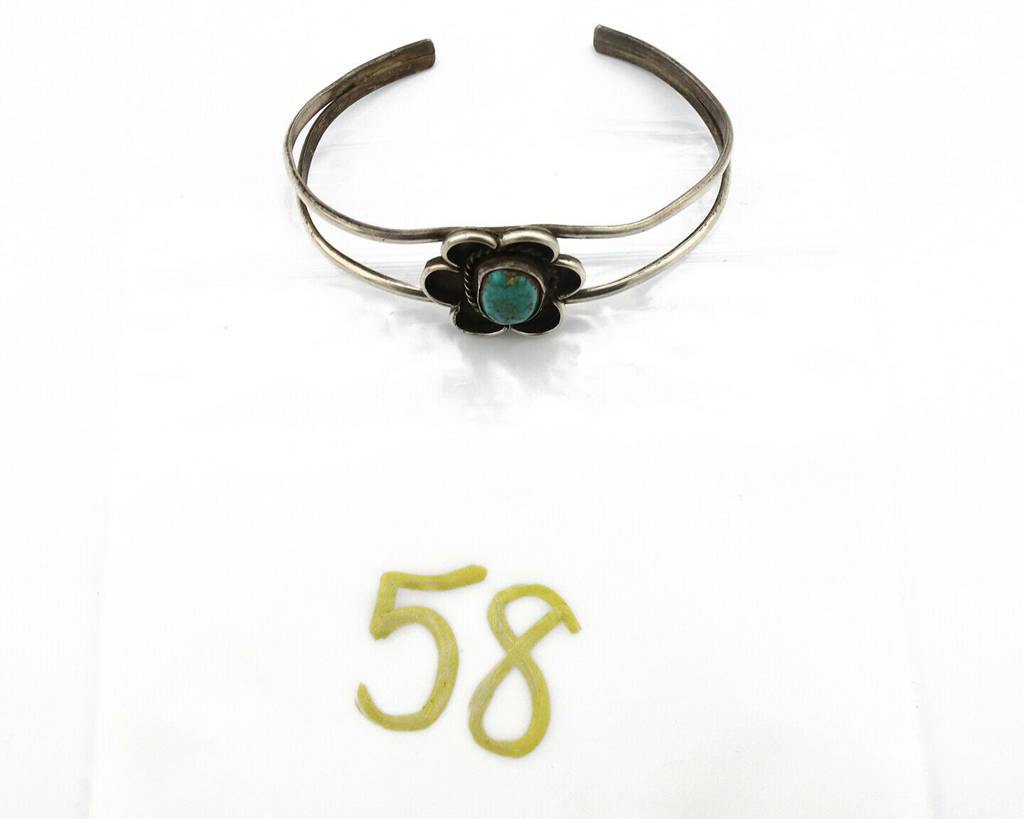 Navajo Bracelet .925 Silver Turquoise Mountain Native American Artist C.80's