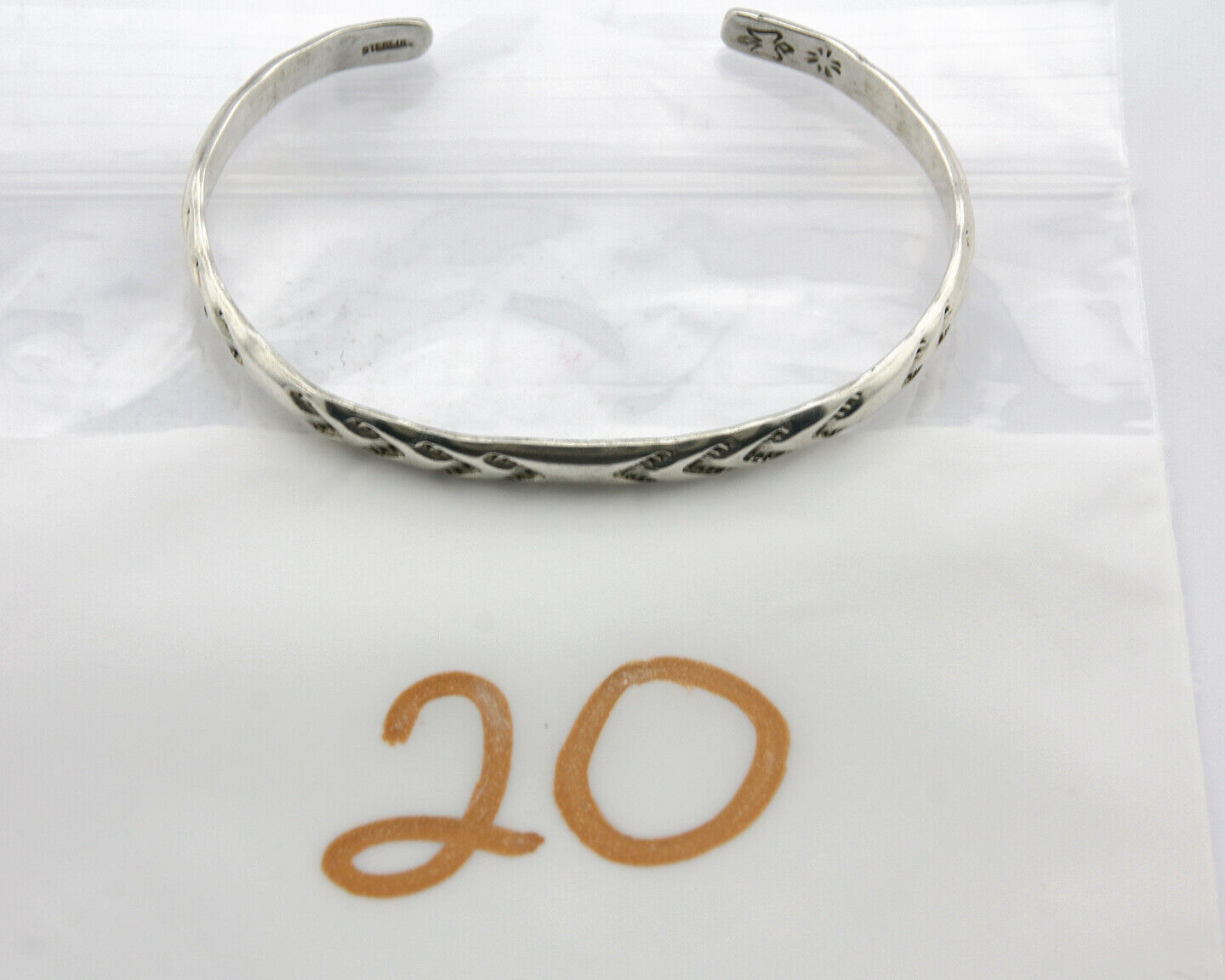 Navajo Bracelet .925 Silver Hand Stamped Arrow Head Artist Begay & Montoya C80s