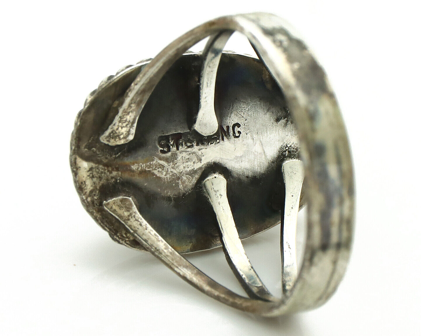 Navajo Ring 925 Silver Turq Mtn Turquoise Native American Artist C.80's