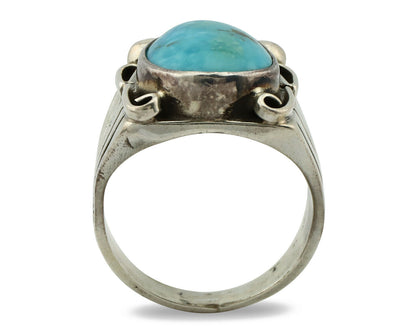 Navajo Ring .925 Silver Blue Turquoise Artist Signed T C.80's