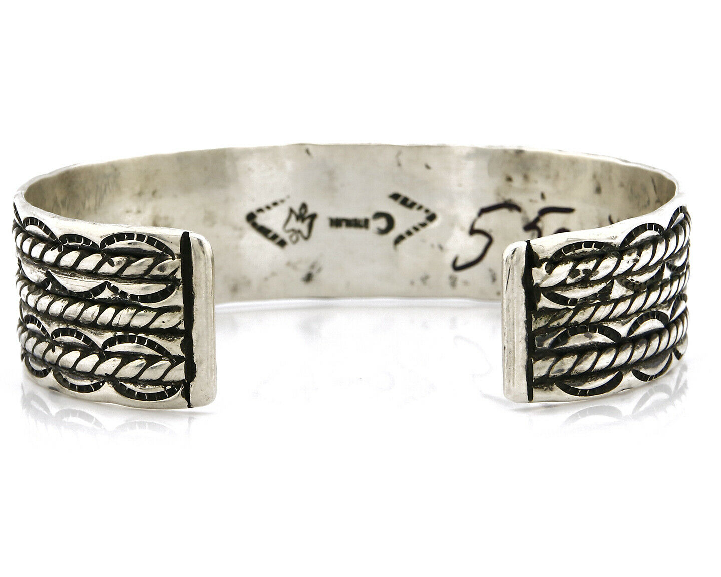 Women's Navajo Bracelet .925 Silver Handmade Cuff Signed Montoya C.1980's