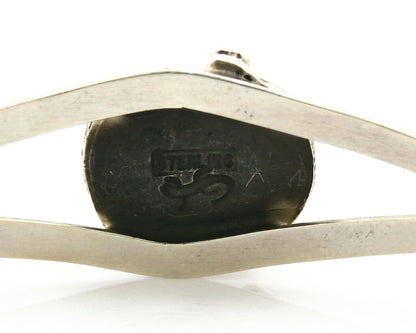 Navajo Bracelet .925 Silver Turquoise Mountain Signed Calvin Peterson C.80's