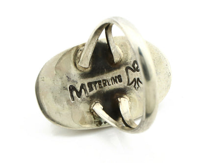 Navajo Shadow Box Ring .925 Silver Kingman Turquoise Signed M Montoya C80s
