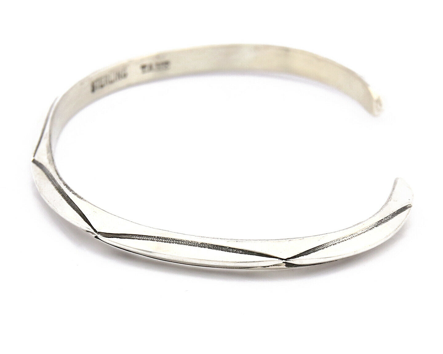 Navajo Bracelet .925 Silver Hand Stamped Artist Signed TAHE C.80's