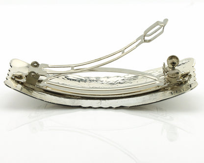 Navajo Hair Clip Barrette .925 Silver Hand Stamped Artist Signed Harold Tom C80s