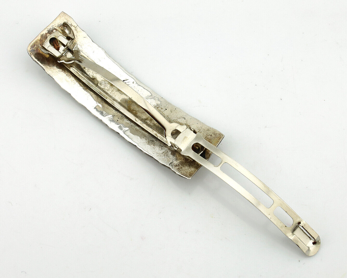 Women's Navajo Hair Clip Barrette .925 Silver Hand Stamped Native Artist C.80's