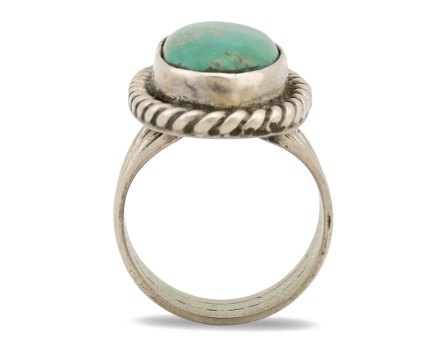 Navajo Ring .925 Silver Natural Kingman Turquoise Native American Artist C.1980s