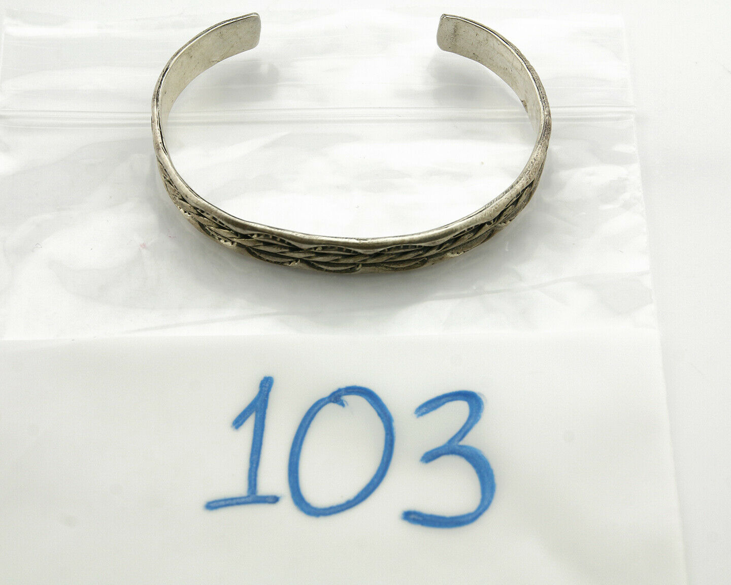 Navajo Bracelet .925 Silver Handmade Hand Stamped Signed Artist C Montoya C.80s