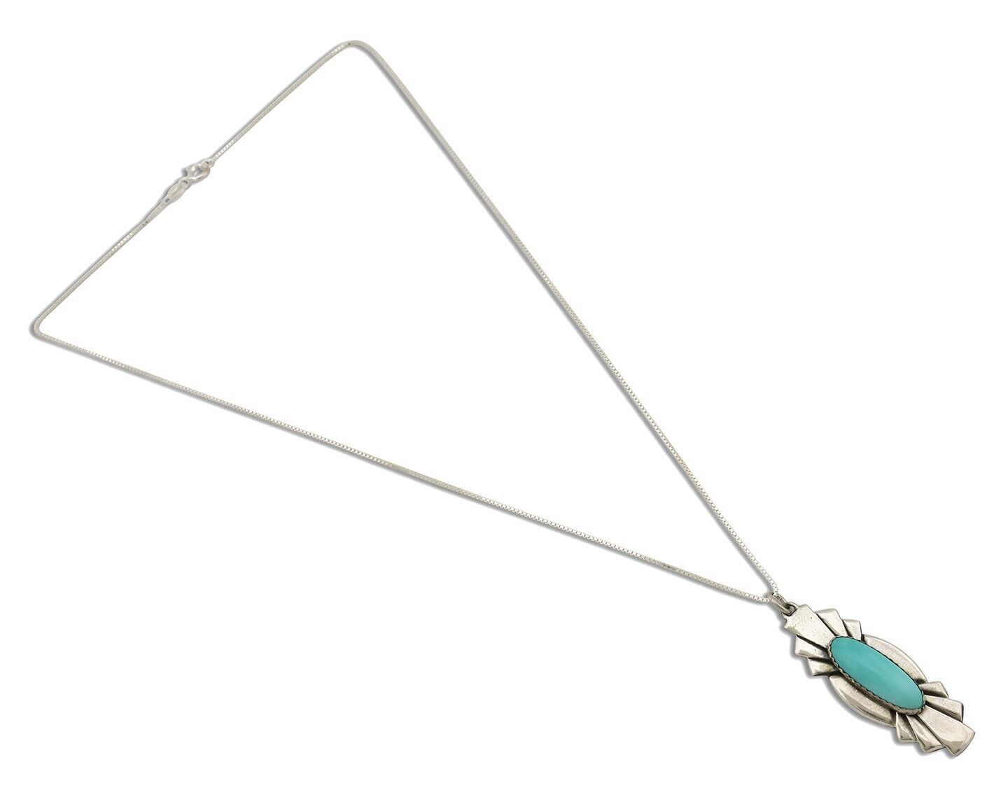 Navajo Handmade Necklace 925 Silver Natural Blue Turquoise Native Artist C.80's