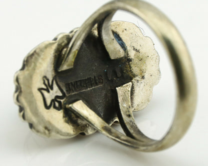 Navajo Ring .925 Silver Green Turquoise Artist Signed M Montoya C.80's