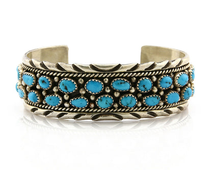 Navajo Bracelet .925 Silver Sleeping Beauty Turquoise Artist Signed IC C.80's