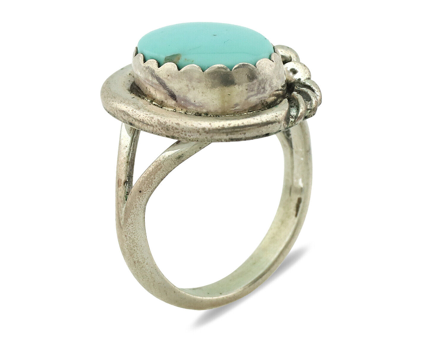 Navajo Ring .925 Silver Natural Blue Turquoise Native American Artist C.1980's