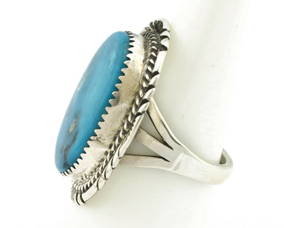 Navajo Ring .925 Silver Blue Gem Turquoise Artist Signed M Begay C.80's
