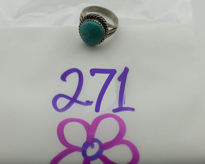 Navajo Ring .925 Silver Natural Blue Turquoise Native American Artist C.1980's
