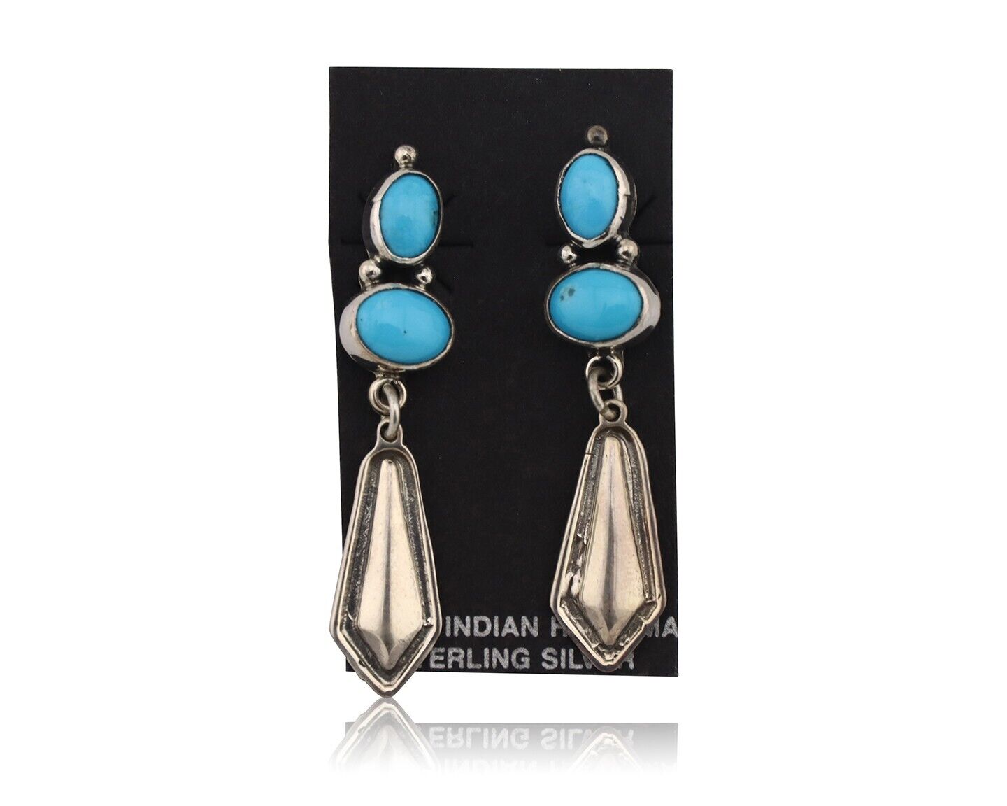 Navajo Earrings 925 Silver Natural Blue Turquoise Native American Earrings C80's