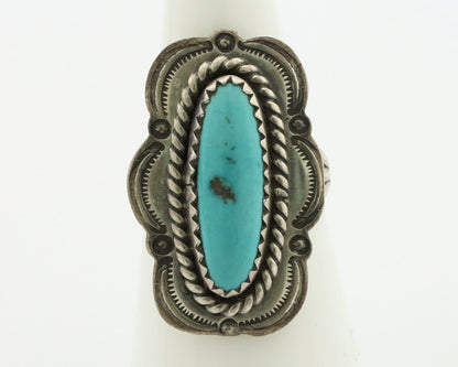 Navajo Ring .925 Silver Manassas Turquoise Native American Artist C.80's