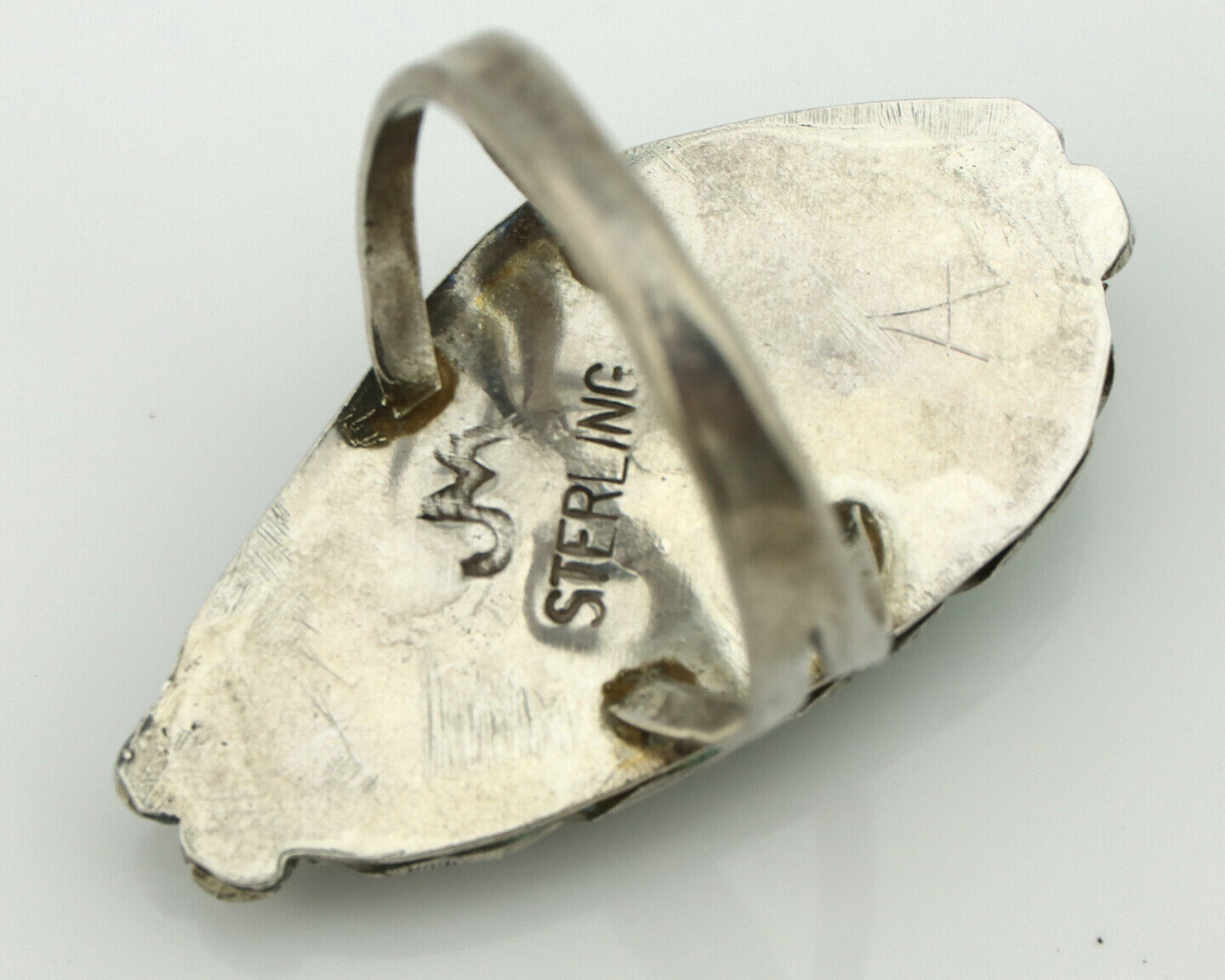 Navajo Ring .925 Silver Natural Aqua Turquoise Signed James Martin C.80's