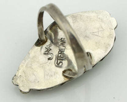 Navajo Ring .925 Silver Natural Aqua Turquoise Signed James Martin C.80's
