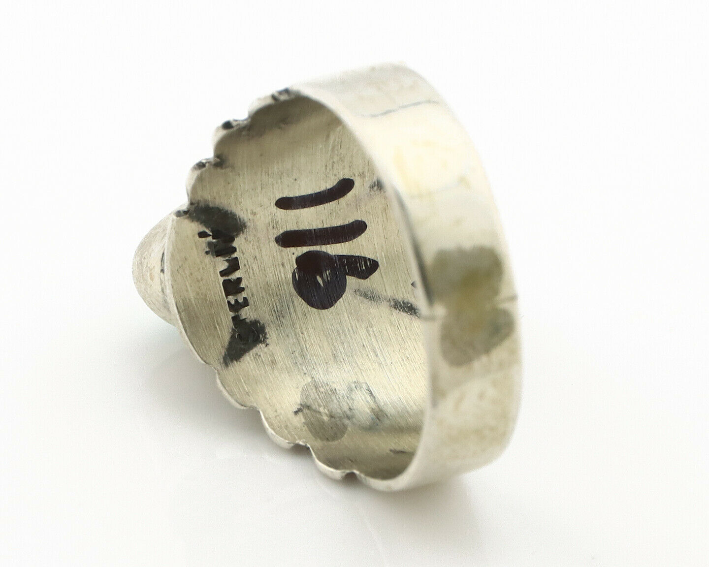 Navajo Ring .925 Silver Kingman Turquoise Artist Signed Apache C.80's