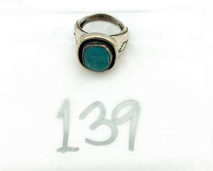 Navajo Ring .925 Silver Blue Gem Turquoise Native American Artist C.80's