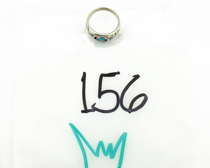 Navajo Handmade Ring 925 Silver Blue Turquoise & Coral Native American C.80's