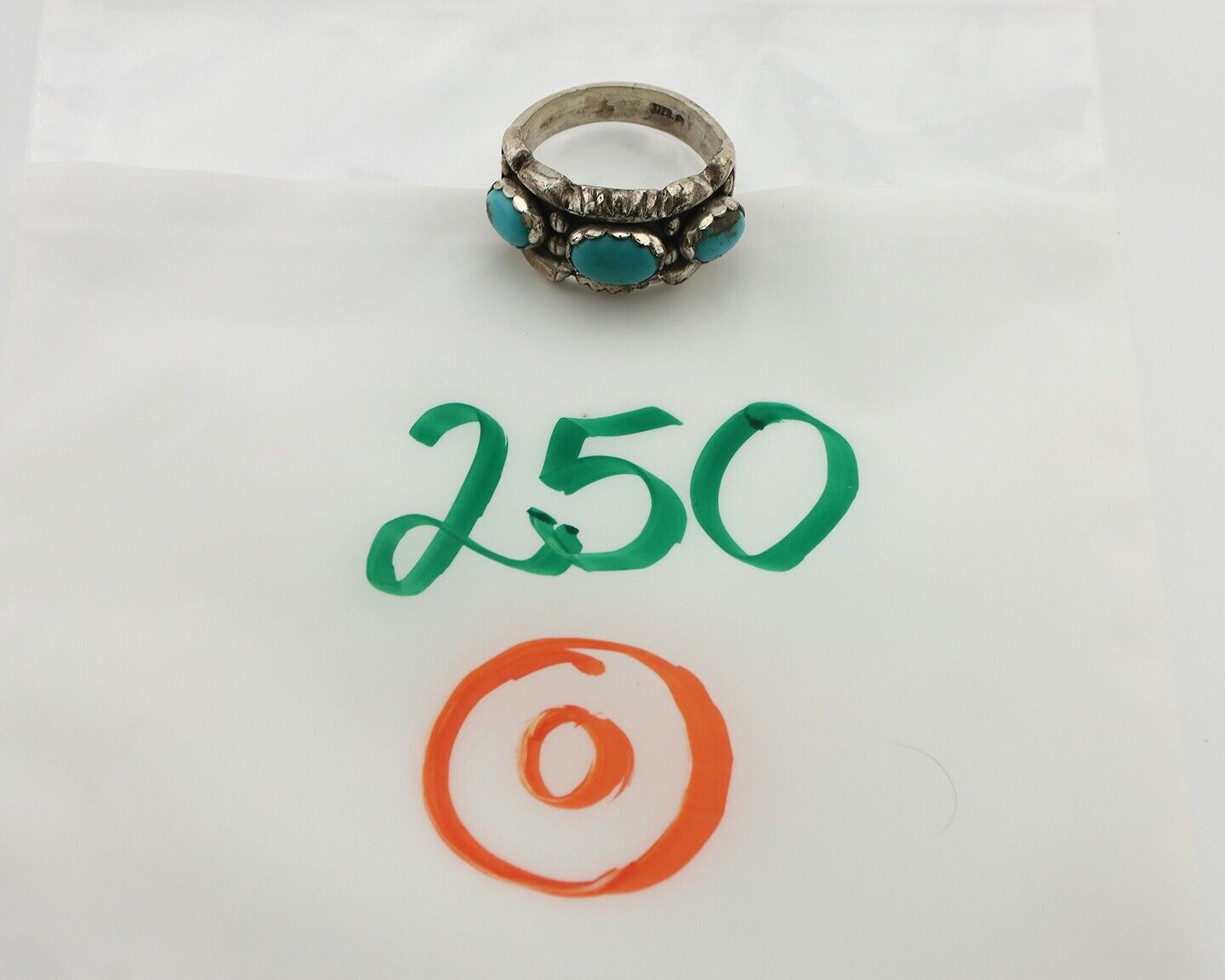 Navajo Ring .925 Silver Natural Blue Turquoise Native American Artist C.80's
