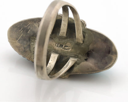 Navajo Ring .925 Silver Sleeping Beauty Turquoise Native American Artist C.1980s