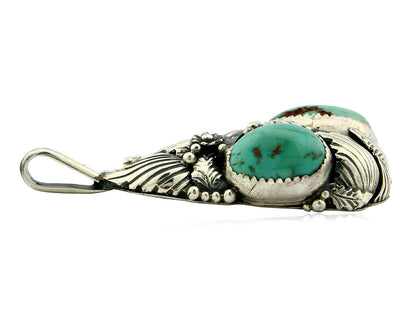 Navajo Pendant .925 Silver Bisbee Turquoise Signed Tom Willeto C.80's