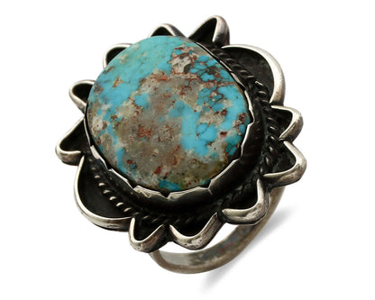 Navajo Ring 925 Silver Blue Turquoise Native American Artist C.1980's