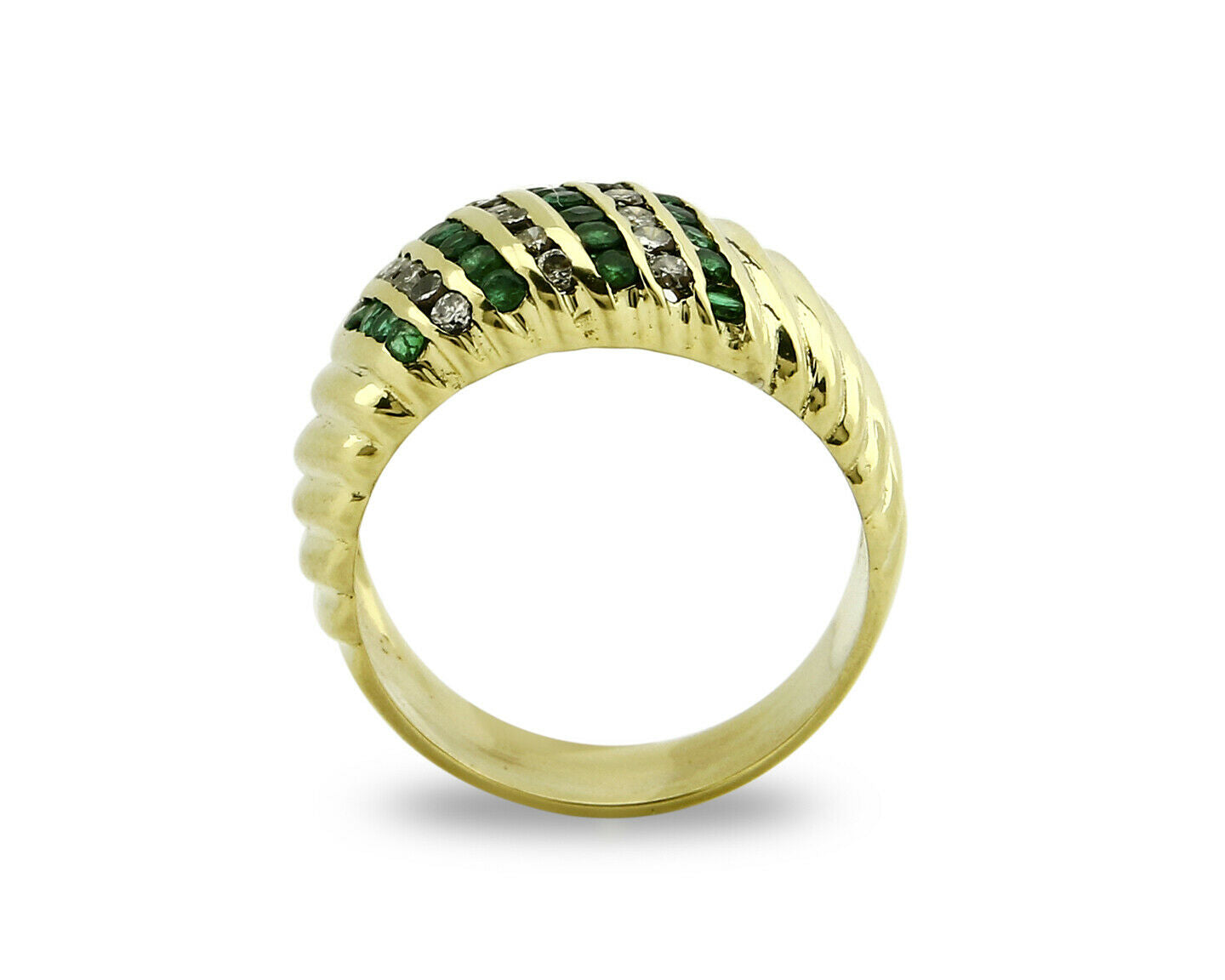 Women's 18k Gold Band Diamond & Emerald Natural Mined 1.0 tcw