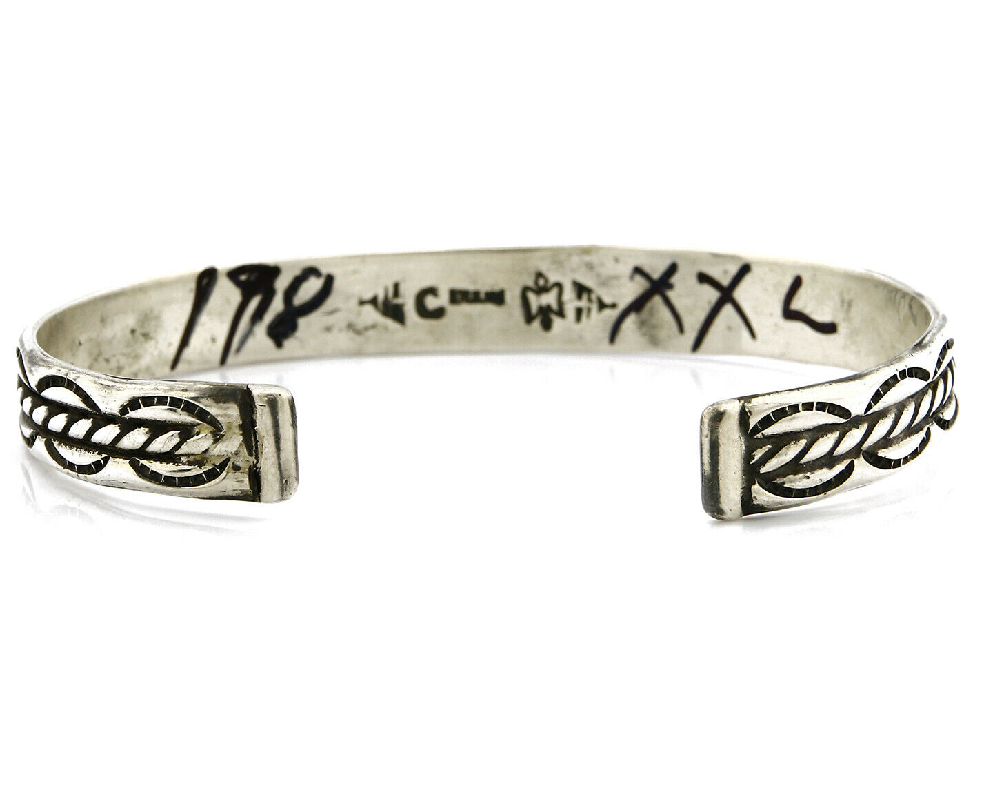 Women's Navajo Bracelet .925 Silver Handmade Cuff Signed Montoya C.1980's