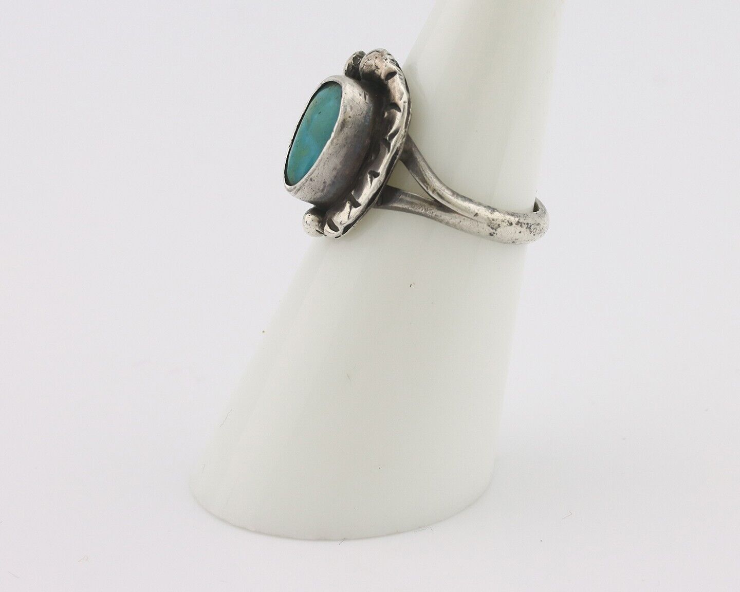 Navajo Handmade Ring 925 Silver Kingman Turquoise Native Artist C.80's