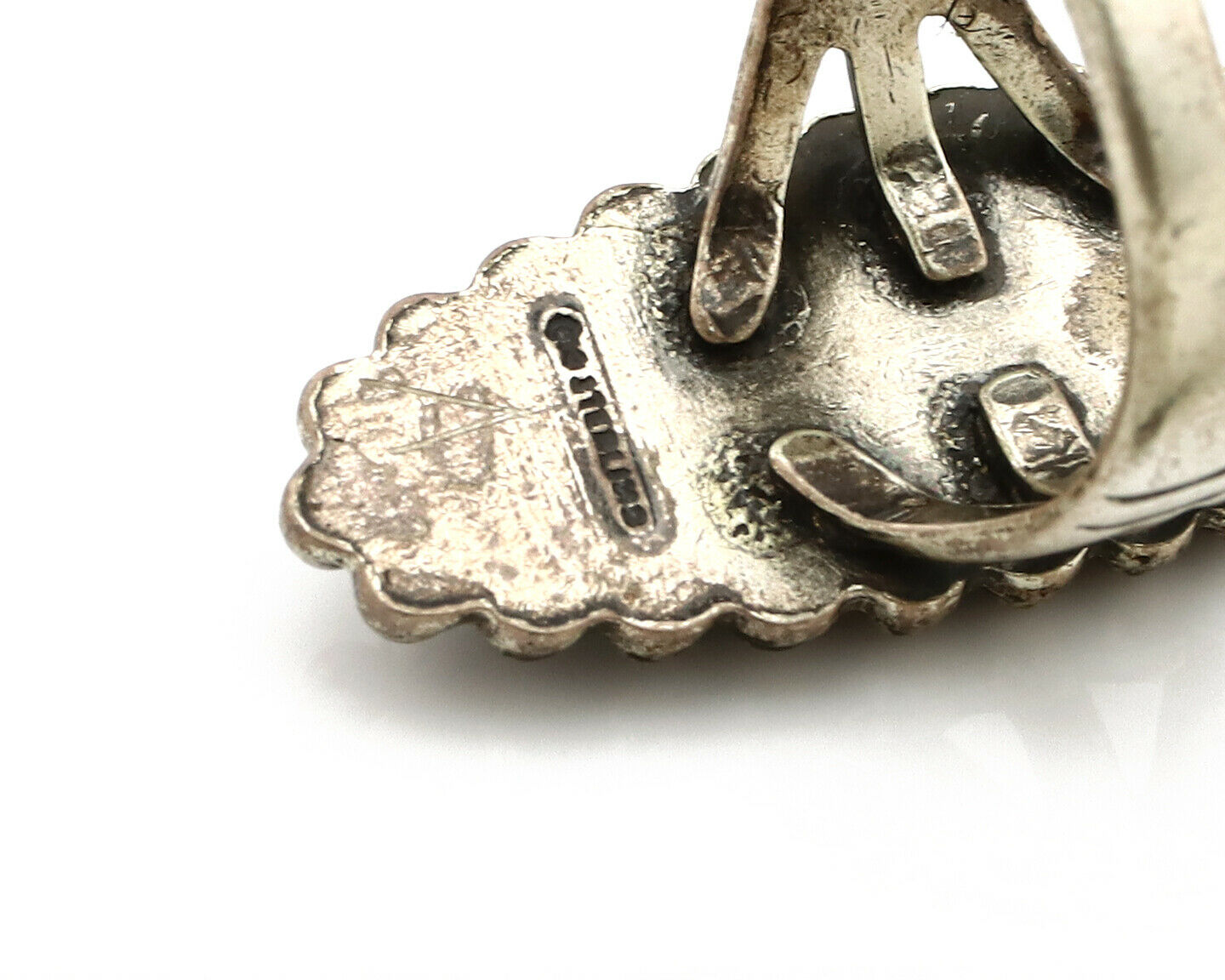 Navajo Ring .925 Silver Kingman Turquoise Signed Artist Sunbell C.80's