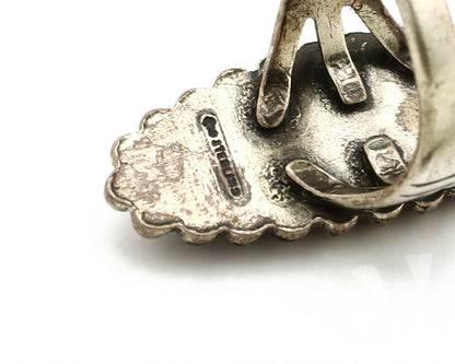 Navajo Ring .925 Silver Kingman Turquoise Signed Artist Sunbell C.80's
